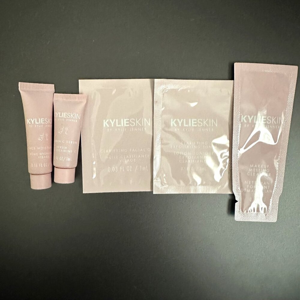 Kylie Skin by Kylie Jenner 5-Piece Sample Set Cleanser Toner Moisturizer Serum